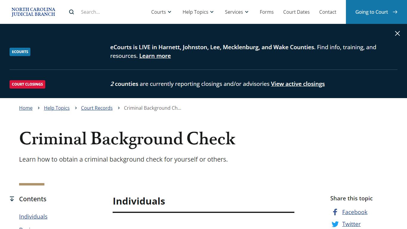 Criminal Background Check | North Carolina Judicial Branch