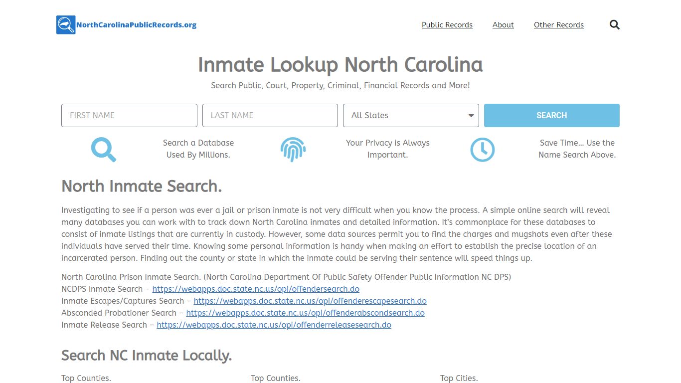 North Carolina Inmate Search: NC DOC Prison and Jail Lookup