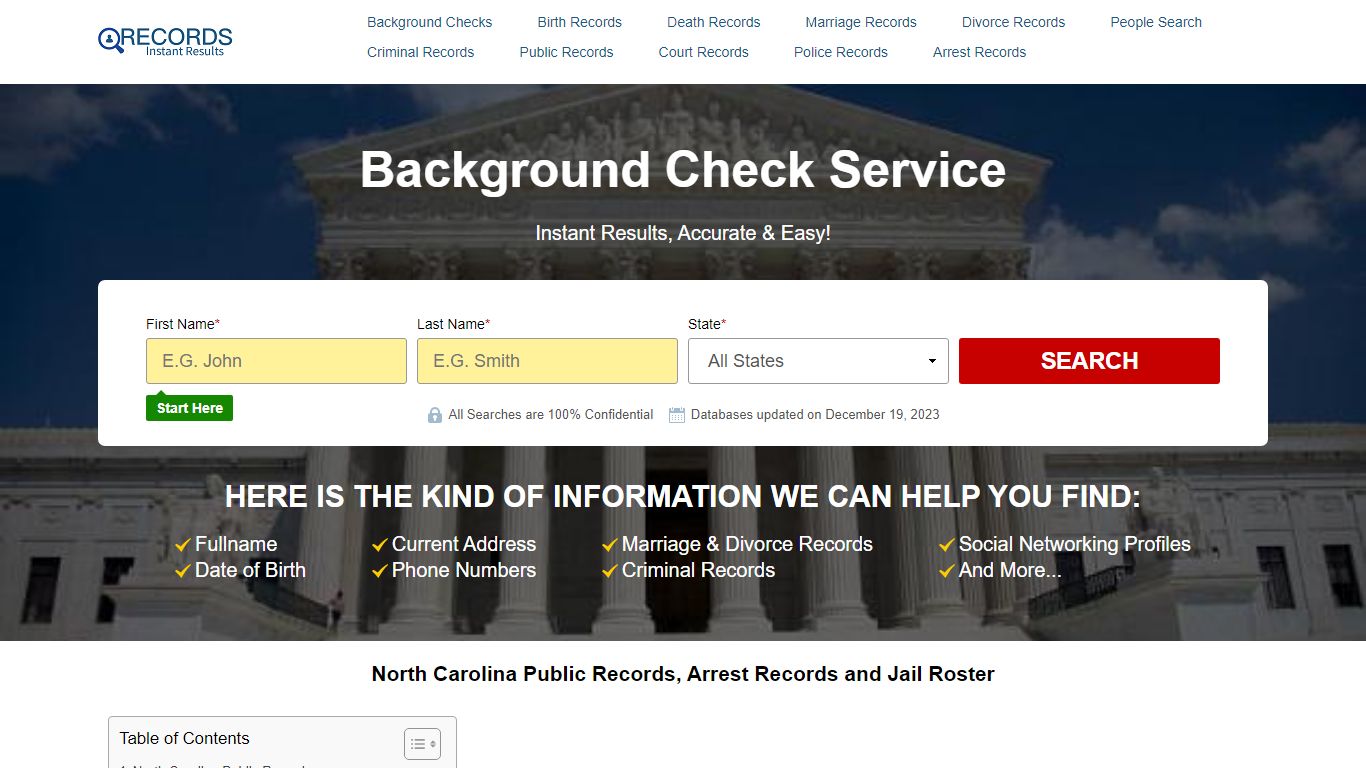 North Carolina Public Records, Arrest Records and Jail Roster